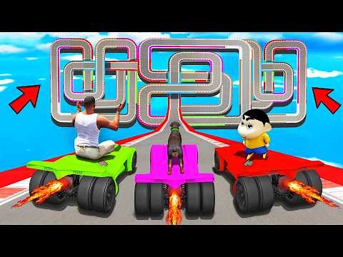 SHINCHAN AND FRANKLIN TRIED THE IMPOSSIBLE PUZZELED ROAD PARKOUR CHALLENGE GTA 5