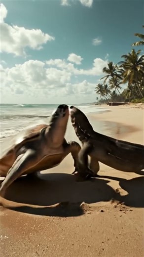 fight between a turtle and a monitor lizard #wildlife