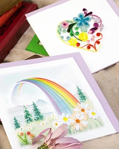 1.1K views · 22 reactions | Colorful, radiant, and full of meaning—these quilled cards are a pot of gold!  Rainbows have long symbolized hope, luck, and new beginnings. So, whether you're spreading St. Patrick's Day cheer  or reminding a loved one there's sunshine after the storm, ☀️ these thoughtful, handcrafted designs are the perfect choice.  Shop Now: https://hubs.la/Q03btMN60 | Quilling Card | Facebook