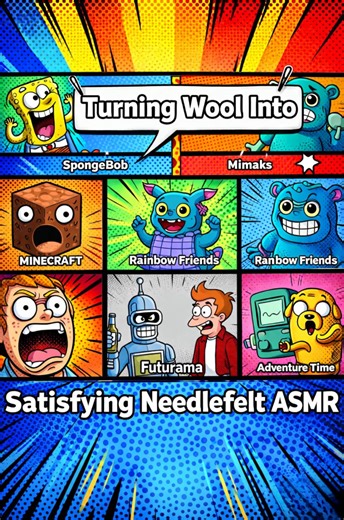 Turning Wool Into Futurama Minecraft Pokemon and SpongeBob Characters Satisfying Needlefelt ASMR
