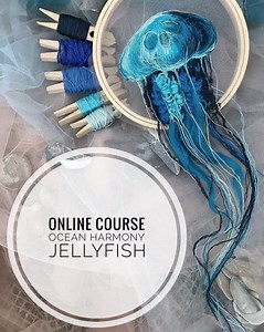 Ocean Harmony Embroidery Course Advanced Jellyfish Tutorial With Wool Texture PDF and Video Lessons - Etsy Canada
