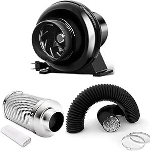 Amazon.com: iPower 4 Inch 195 CFM Inline Fan Circulation Vent Blower, Air Carbon Filter and 8 Feet Aluminum 4 Layer Protection Ducting, Combo for Grow Tent, Greenhouse, Kitchen, Basement : Everything Else