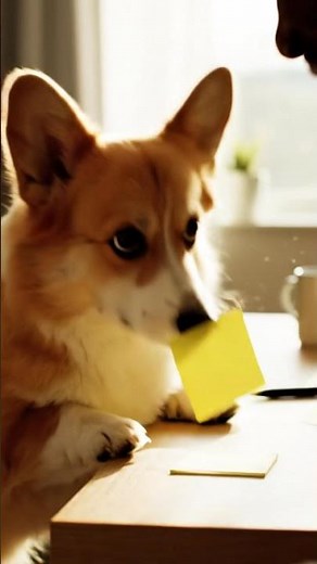 Corgi Discovers the “Magic” Sticky Note… Then Helps It Escape