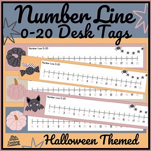 Halloween Interactive Number Line 0 to 20 Desk Tags for Math Practice