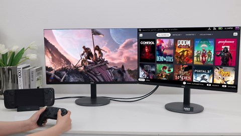 Docking Station for Steam Deck/ROG Ally,7 in 1 Dual Monitor Steam Deck Dock,Valve Steam Deck Accessories with 2.0 4K@60Hz HDMI & DisplayPort, Gigabit Ethernet,10Gbps 3*USB-A,PD 3.0 Port