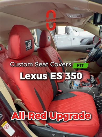 Custom seat covers fit Lexus ES 350. All-red interior upgrade. Luxury look. Perfect fit. #LexusES350 #SeatCovers #CustomFit #RedInterior #LuxuryInterior #InteriorUpgrade