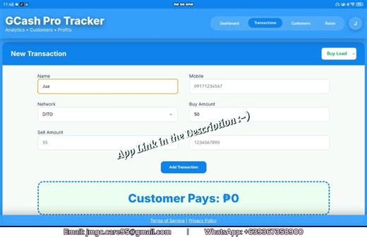Nag-ooperate ka ba ng GCash Cash-In, Cash-Out, o E-Loading business? Ito ang tool na makakatulong sa'yo. Introducing GCash Pro Tracker — isang tracking at analytics system para sa mga sari-sari store, loading stations, resellers, at home-based operators na gustong maging organized at professional sa kanilang GCash transactions. Sa GCash Pro Tracker, pwede kang: • Mag-record ng Cash-In / Cash-Out / Buy Load • Automatic na makompute ang fees, tubo, at babayaran ng customer • Makita ang kita mo ara