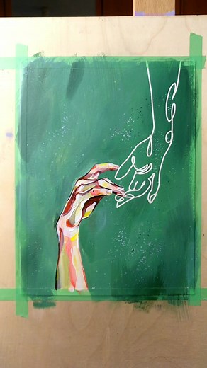 Tape Art Hand Portrait Painting Process