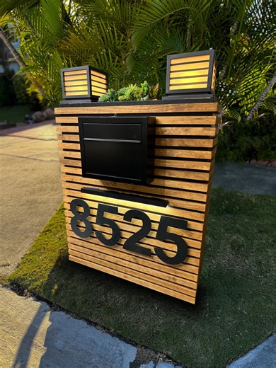 Modern Mailbox With Planter, Lighted Address Numbers, Custom Home Decor - Etsy UK