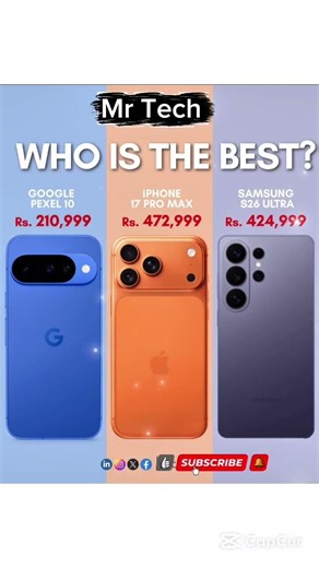 Google Pixel 10 v iPhone 17 Pro Max v Samsung Galaxy S26 Ultra | Mobile Price in Pakistan #shorts