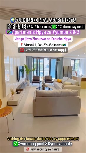 Agent Daxton TZ🇹🇿 on Instagram: "FURNISHED NEW APARTMENT FOR SALE. #2bedrooms & #3bedrooms (Apartments Mpya zenye fanicha mpya ZINAUZWA) 📌MASAKI, DAR-ES-SALAAM🇹🇿 👇kwa taarifa zaidi..(For more infos..👇) ✅️Please contact me for a quick response↩️ ☎️+255 785788997 (WhatsApp) (Nipigie/Nicheck whatsApp kwa majibu ya haraka) #Note: Viewing fee & Agency Commission fee Apply.You are welcome Customer 🙏 #KaribuBoss #buy sale rent FaithfulBroker Daressalaam apartment Furnished masaki"