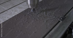 Plastic part is cut out on a milling machine, CNC. Milling installation at the factory. Stock Video
