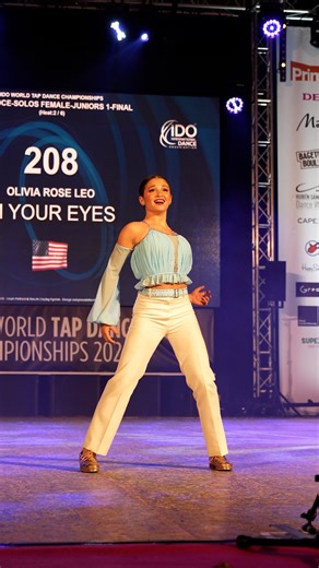 International Dance Organization on Instagram: "🇺🇸 Olivia Rose Leo represented the United States in the Tap Solo Junior 1 category at the IDO World Championship in Prague with her beautiful performance “In Your Eyes.” 💫"