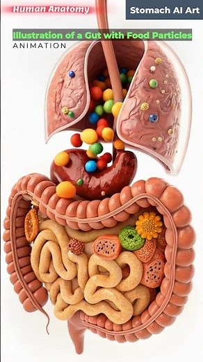 Gut Animation with Food Particles | Gut Health | Stomach AI Art | 25