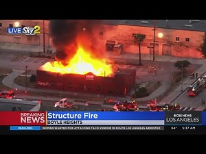 Crews engage large fire at vacant restaurant in Boyle Heights