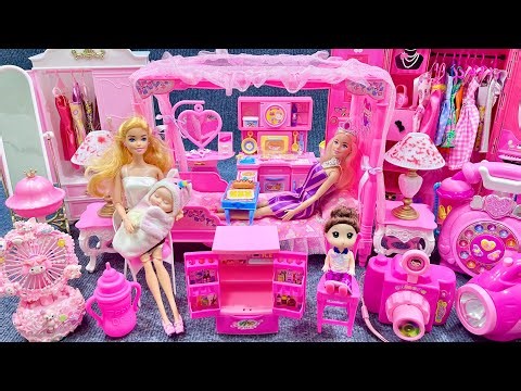 12 Minutes Satisfying with Unboxing Barbie Princess Pink Wardrobe,Rock Bed Play Set Review Toys｜ASMR
