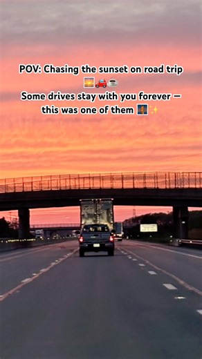 POV: Chasing the sunset on road trip 🌅🚗☕Some drives stay with you forever — this was one of them ✨