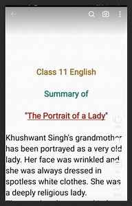 Class 11 EnglishSummary of"The Portrait of a Lady"Khushwant... | Filo