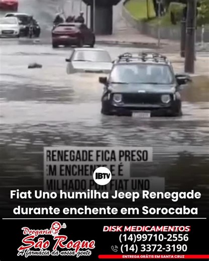 IBTV | Fiat Uno humilha Renegade. O motorista de um Jeep Renegade ficou ilhado em uma rua de Sorocaba, e acabou humilhado pelo Fiat Uno.... | Instagram