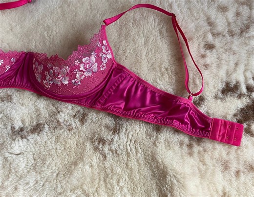 Sissy Lace Bra: Open Cup, Floral Detail, AA Cup - Etsy