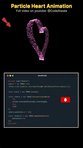 #css #tech 3D Particle Heart Animation in JavaScript #coding #shorts #programming #webdesign #java