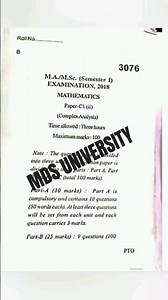 Mdsu msc maths exam| sem 1|2018 paper C1 (2)| complex Analysis #mathsclass #mscmath