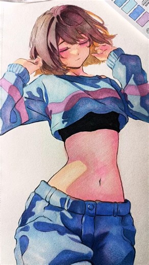 Anime Girl Drawing Full Body With Alcohol Markers #drawing #art #anime #animegirl #shorts #animeart