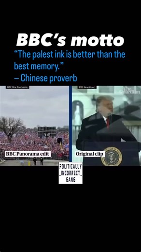 politically_incorrect_gang on Instagram: "The BBC says it does not lean anywhere. Yet every time it does lean, it somehow always falls in the same direction. Last week, footage surfaced showing that the BBC cut out nearly an entire hour of President Trump’s January 6th speech, editing it in a way that made it look as if he was inciting the attack on the Capitol. An internal memo admitted the edit materially misled viewers. Executives resigned. Public trust collapsed. The institution still claims