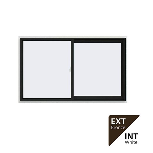 Check The Home Depot's Q&A Before Buying: JELD-WEN 60 in. x 36 in. V-2500 Series Bronze Exterior/White Interior FiniShield Vinyl Right-Handed Sliding Window w/Mesh Screen