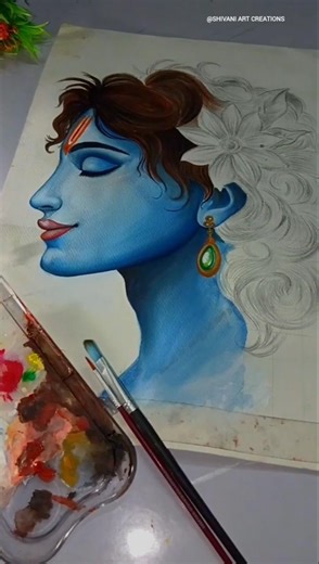 how to make realistic oil painting . Shri Krishna drawing🙏🌸 #art #shortvideo #ytshorts #youtubeshort
