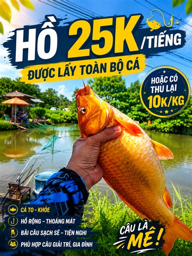 Hồ câu 25k/tiếng cá được mang về thoải mái có thu lại luôn nha#cauca #fishing #tunefishing