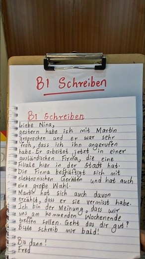 Goethe Zertifikat B1 Schreiben | Learn German Schreiben #learngerman #deutschlernen #german