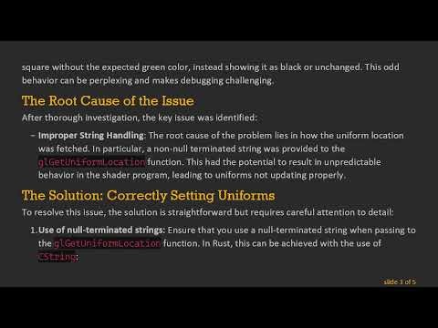 Resolving OpenGL Rendering Issues: Why Uniforms May Not Update Without Console Outputs