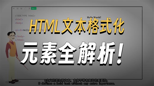 动画拆解 HTML 格式化元素：从加粗到上下标，3 分钟吃透文本样式