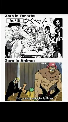 zoro in anime🍌 vs fanarts☠️ #onepiece