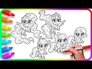MY LITTLE PONY Coloring Pages - Pony Life | How to draw My Little Pony. Easy Drawing Tutorial Art