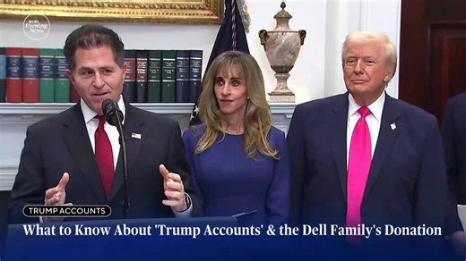 Michael and Susan Dell on Tuesday said they will donate $250 in so-called Trump accounts to 25 million American children, a $6.25 billion investment that the Dells said is designed to jumpstart the kids' futures. Ed O'Keefe has more. https://cbsn.ws/3Y3lhw9 | CBS Evening News