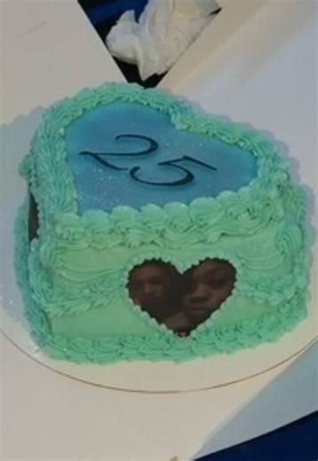Birthday on Valentine’s Day 🩵 This is my very FIRST burn cake for a returning customer. When we spoke about her order she gave me the color, the shape of the cake, & she wanted to incorporate her 2 loved ones who passed. Then I took care of the rest! Happy birthday girl 🫂 #fyp #cake #valentinesday #birthday