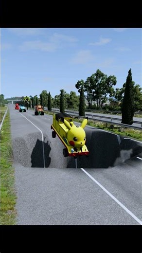 Lightning McQueen vs Pikachu vs Hulk – Who Survives #beamng #crashes