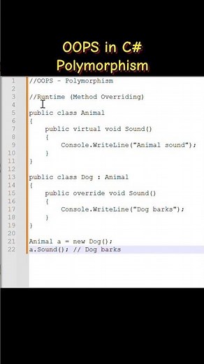 Learn Polymorphism in C# with compile-time and runtime examples.#charp #oops #polymorphism #dotnet😇