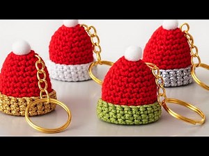 🎅 Easy Crochet Christmas Hat Keychain | Perfect for Gifts & Markets