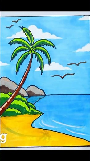 Sea Beach Drawing ⛱️ #drawing #easydrawing #art #seabeach