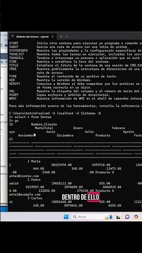 👩🏻‍💻Consultas SQL en CMD, rápido y fácil. #informatica #dataanalysis #softwaredeveloper #windows