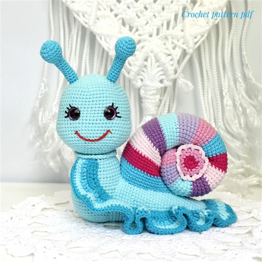 Snail Crochet Pattern PDF Rainbow Snail Amigurumi Toy Crochet Tutorial - Etsy