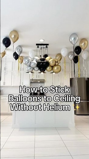 Balloon Tip 🎈 How to Stick Balloons to the Ceiling Without Helium | No Helium Balloon Decor Ideas