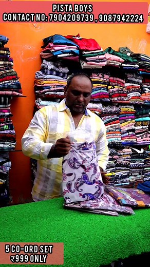 4.2K views · 52 reactions | 5 High Quality Co-ord Set just ₹999 Only#shorts #pistaboys #menswear Shop Details: Pista Boys Address: Teedes Garden 5th Cross St , Perambur , Chennai Mobile No: 7904209739 , 9087942224 Map Location: https://goo.gl/maps/tD2d2ScL9foiKByy7 | Rani's Vlogs | Facebook