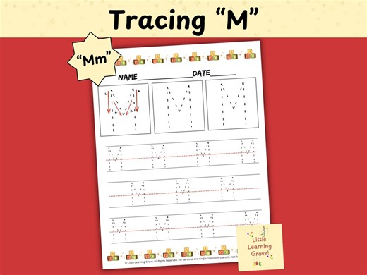 Letter M Worksheets – Preschool Alphabet Activities – Tracing, Coloring, Find the Letter, Fine Motor Practice - Etsy