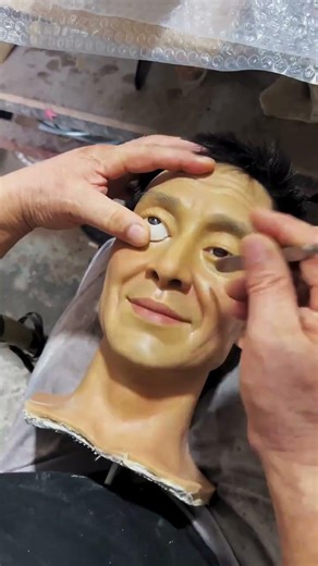 Custom client's portrait wax figure eyes, ultra-realistic wax art. #WaxFigure #WaxFigureMaking