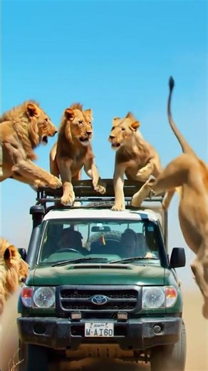 Terrifying Safari Encounter Lions Attack Tourist Jeep in the Wild
