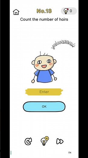 brain out level 12 and 13, find the darkest colour in the screen and count the number of hair